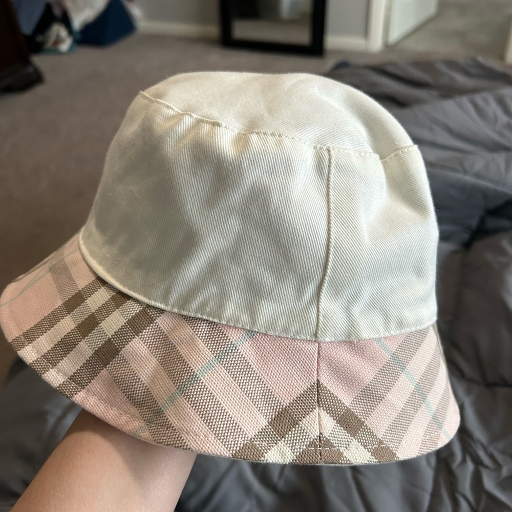 Burberry Pink and Cream Plaid Bucket Hat